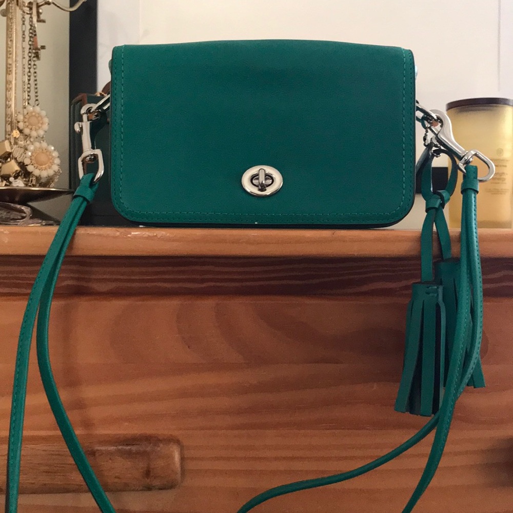 Green Leather Vintage Coach Crossbody